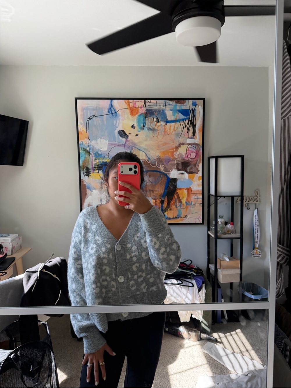 Gray leopard pattern cardigan - Picture 1 of 1